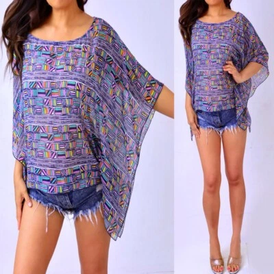 Blusa Camisa Top ATENCIÓN Verde Naranja Rosa Gasa L Grande Foto 1 de 4