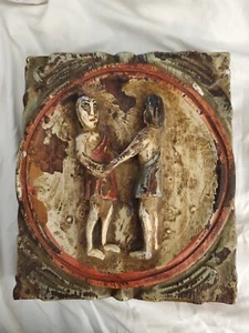 VTG Carved Heavy Wood Spanish Colonial Zodiac Plaque Wall Panel Spain GEMINI - Picture 1 of 21