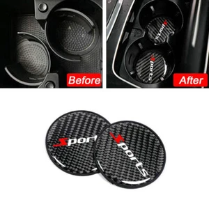 2x Carbon Fiber Car Accessories Cup Holder Pad Water Cup Slot Non-Slip Mat - Picture 1 of 12