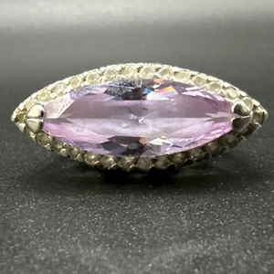 Modernist Sterling Silver Lavender CZ Marquis Ring Size 5.75 - Picture 1 of 5