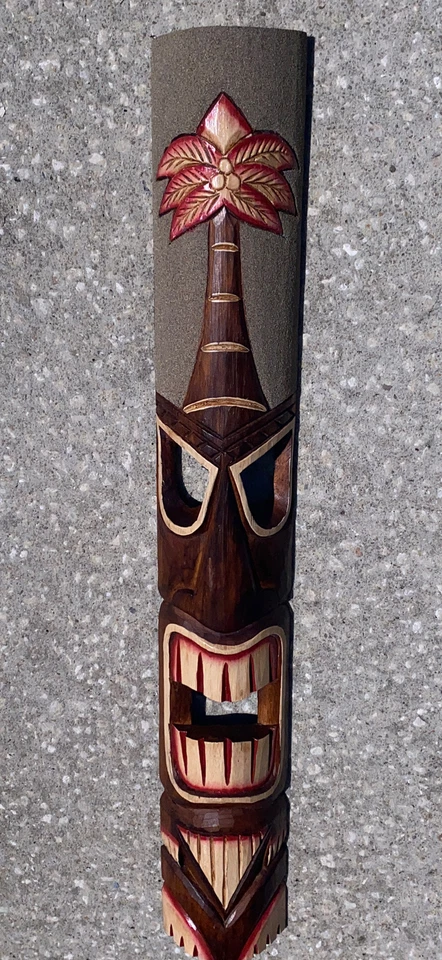 40” TIKI MASK WALL HANGER WOOD TIKI BAR HANGING WOOD ART - Image 1 of 1