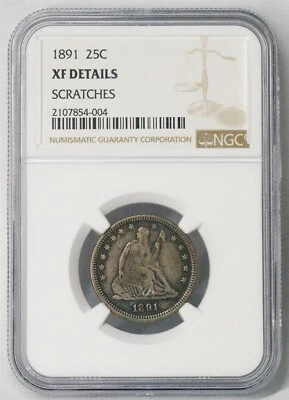 1891 NGC XF Details Philadelphia 25C 25 Cent Quarter Seated Liberty Coin FreShip - Image 1 of 4