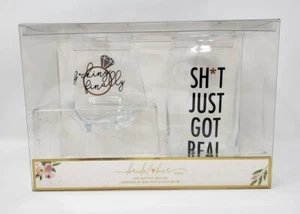 Finally Engaged Stemless Wine Glass Set Bachelorette Bridal Party F-ing Finally - Picture 1 of 4