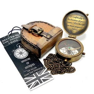 Brújula de bolsillo personalizada grabada brújula náutica de latón, brújula hecha a mano, C - Imagen 1 de 7