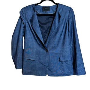 LAFAYETTE 148 NEW YORK Blazer Womens 12 Blue Virgin Wool Blend Career Jacket - Picture 1 of 9