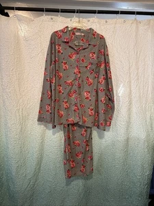 White Mark Nachtwäsche Gr. 3XL Damen Pyjama Set grau mit Rosen. " Weiches Polyester - Bild 1 von 14
