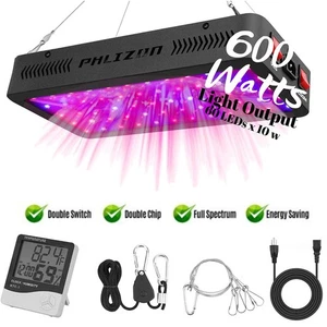 Phlizon 600W LED Grow Light Kits Full Spectrum Veg Bloom for Indoor Hydroponics - Picture 1 of 12