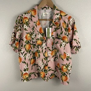 Marine Layer Womens L Lucy Button Down Orange Print Blouse - Picture 1 of 6