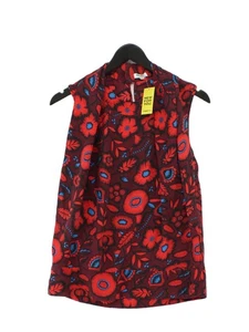 Kenzo Women's T-Shirt UK 10 Red Floral 100% Silk Sleeveless Round Neck Basic - Picture 1 of 6