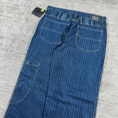 Pantalones de mezclilla cargo a rayas Marithe Francois Girbaud holgados años 2000 Y2K nuevos con etiquetas Foto 1 de 4