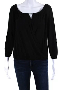 Krisa Women's Off The Shoulder Cutout Long Sleeves Blouse Black Size XS - Picture 1 of 6