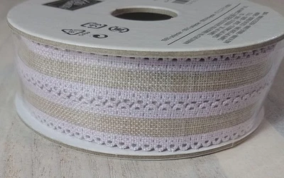 Stampin' Up Ribbon Purple Posy Scalloped Linen Ribbon 10 Yards NEW - Image 1 of 4