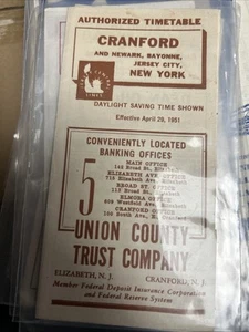 April 29 1951 CNJ JERSEY CENTRAL CRANFORD Newyork NEW JERSEY OFFICIAL TIMETABLE - Picture 1 of 1