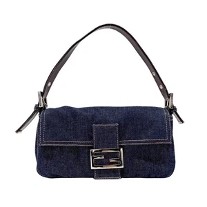 FENDI Baguette Blue Denim Shoulder Bag - Picture 1 of 16