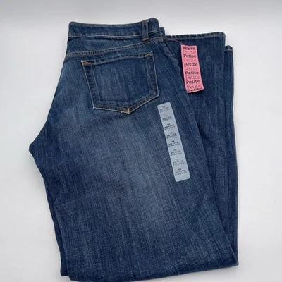 Womens Eddie Bauer Jeans 12 Petite Dark Wash Novelty Fit Ankle Slit New With Tag - Image 1 of 4