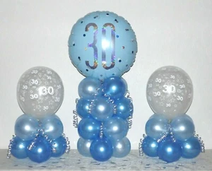 30. GEBURTSTAG 3ER PACK FOLIENBALLON DISPLAY - TISCHDEKO - kein Helium nötig - Bild 1 von 1