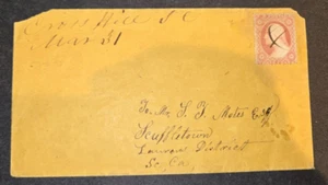 US Scott #25 on Cover Mar 31 Crosshill SC to Scuffletown CA - Picture 1 of 2