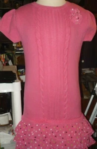 Girls fall clothes size 9 Gymboree pink/polka dot sweater short sleeve dress - Picture 1 of 6