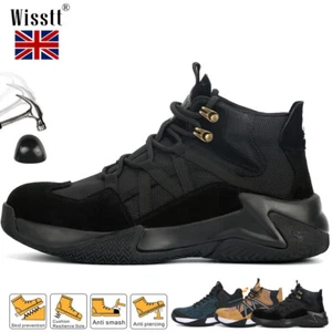Mens Steel Toe Cap Trainers Waterproof Suede Safety Shoes Work Boots Hiking - Picture 1 of 36