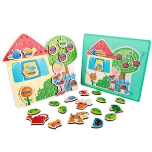 Wooden Educational Toy Rope Game Kids Learning Early Development Motor Skills - Picture 1 of 5