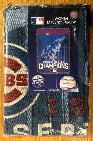 Chicago Cubs 2016 World Championship Tapestry Throw (Blanket) - Factory Sealed Cover