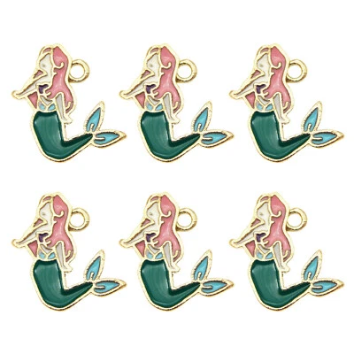 GRACEANGIE Wholesale Enamel Plated Alloy Mermaid Princess Pendant Charms DIY Findings 15pcs