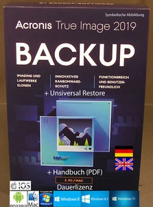 Acronis True Image 2019 Vollversion 5 PC/Mac + Universal Restore DE / EN NEU - Bild 1 von 2