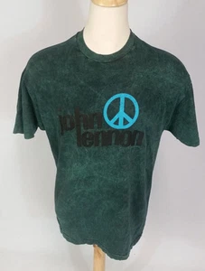 Vintage 80s John Lennon Tie Dye Peace Symbol The Beatles Tour Rock T Shirt XL - Picture 1 of 4