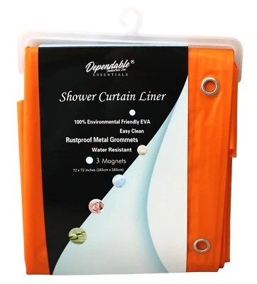 Revestimiento de cortina de ducha EVA naranja resistente al agua ojales de metal 72" x 72" Foto 1 de 4