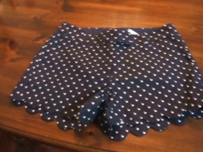 Pantalones Cortos J Crew Azul Marino Blanco Lunares 4 Nuevos con Etiquetas Pantalones Festoneados Mezcla de Lino Nuevos Foto 1 de 4