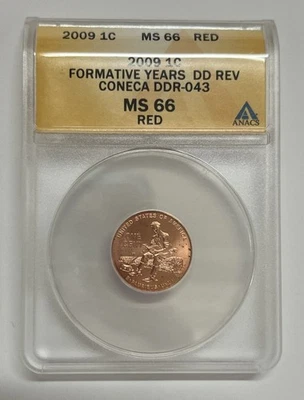 2009 1C Cent Lincoln Formative Years ANACS MS66 RED DDR-043 Double Die Reverse - Image 1 of 4