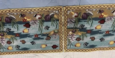 Fish Tapestry Placemat Set Of 2 Underwater Seashells Coral Starfish Ocean - Image 1 of 4
