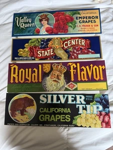Lotto di 4 etichette originali anni '30-40 RARE uva californiana - Foto 1 di 13