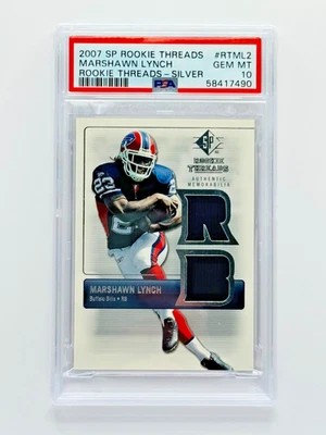 Marshawn Lynch 2007 SP Rookie Threads Silver RC Jersey PSA 10 Pop 4 - Image 1 of 2