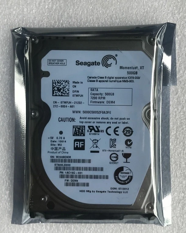 For Seagate ST500LX003 500GB Hybrid SSHD 2.5" 32 MB SSD 8GB SATA 6Gb/s 7200 RPM - Image 1 of 3