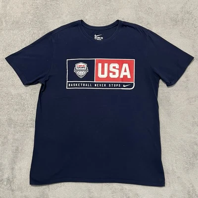 Camiseta Nike Adulto XL Azul EE. UU. Baloncesto Nunca Para Dri Fit Camiseta Atlética Foto 1 de 4