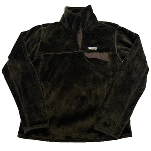 Patagonia Fleece Sweater Womens Size M Black Re-Tool Snap T Pullover Jacket - Picture 1 of 12