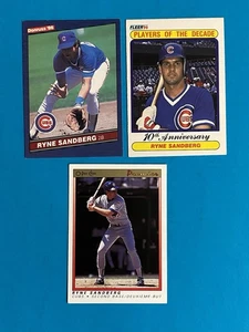 Ryne Sandberg Baseball Card Lot 1986 Donruss 1990 Fleer Insert + 1991 O Pee Chee - Bild 1 von 2