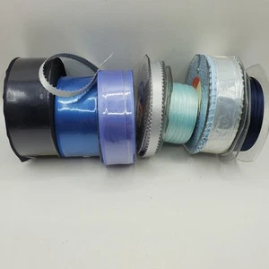 Band Restposten 7 Rollen 200m + Picot Edge Blues Sky Royal Navy Bastelkarte Neu - Bild 1 von 15