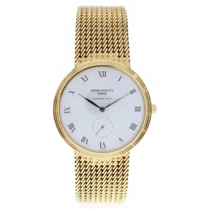 PATEK PHILIPPE Calatrava Tiffany W Name White Dial Yg manual Wind Watch Used 0cd - Picture 1 of 9