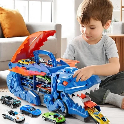 Truck Car Dinosaur Transport Carrier with Pull Back Dino Car Toy For Kids Gift