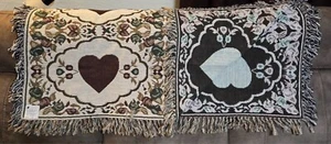 Heart Pattern Woven Blanket Throw w/Fringe Cottage Country Farmhouse 50x60 AS IS - Picture 1 of 6