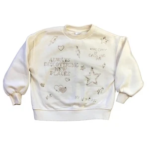 Zara Embellished Pullover Crewneck Sweatshirt Girls 7 "The City is Calling Me" - Picture 1 of 15