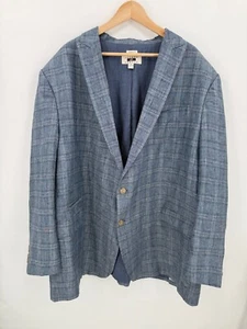 Joseph Abboud karierter Herrenblazer 100 % Leinen Größe 3X grau doppelter Schlitz klassische Passform - Bild 1 von 17