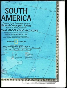 1972-10 SOUTH AMERICA - National Geographic Map  Poster (368) - Picture 1 of 3