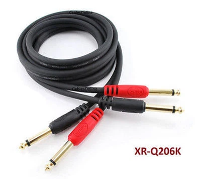 6ft Kirlin Dual 1/4" TS Mono Male to Male Plug Noise Free Audio Cable - XR-Q206K