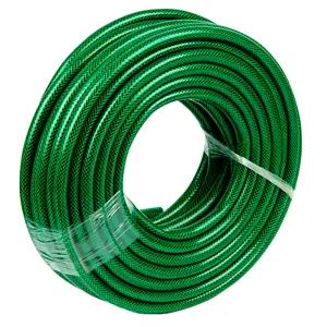 More details for garden hose pipe heavy duty reinforced braided pvc watering hosepipe reel green