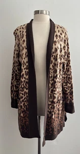 Isaac Mizrahi Long Sleeve Mid Length Animal Print Open Cardigan Sweater Large - Picture 1 of 4
