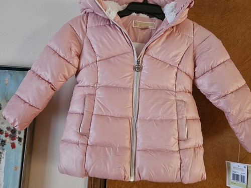 Cappotto imbottito Michael Kors con cappuccio zip intera tasche bambina taglia 4