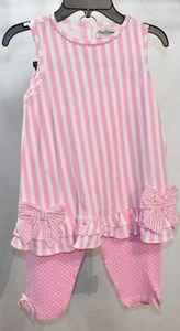 Rare Editions Capri's & Top Set Size 6X Pink Stripe Girl's - Picture 1 of 12